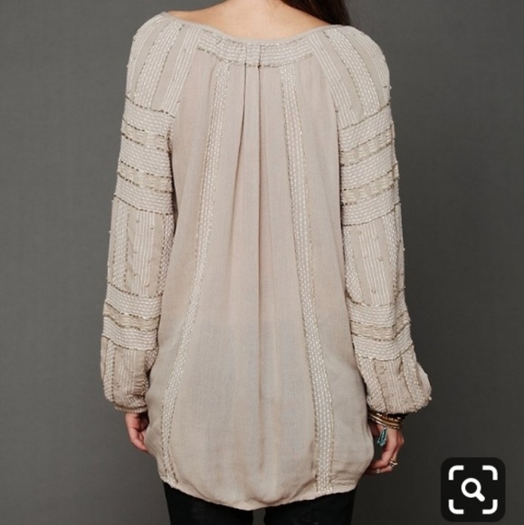 Free People Beaded Beige Wavelengths Tunic - Picture 2 of 5